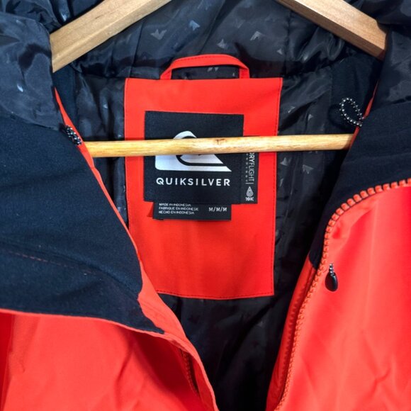 New Quiksilver Men's Mission Orange Printed Block Jacket Dry Flight Highline M - Picture 3 of 9